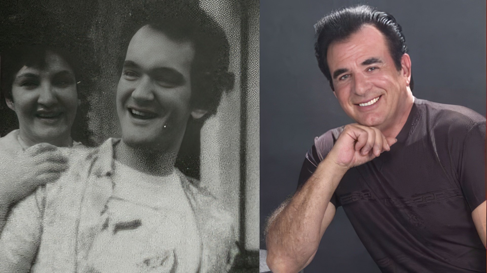 Stânga: Quentin Tarantino cu mama sa, dreapta: tatăl lui Quentin, Tony Tarantino